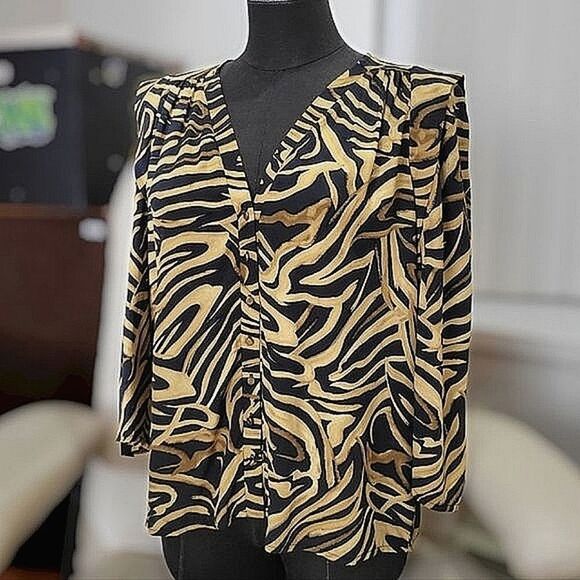 Morgan De Toi watercolour tiger print button up blouse - Picture 2 of 15